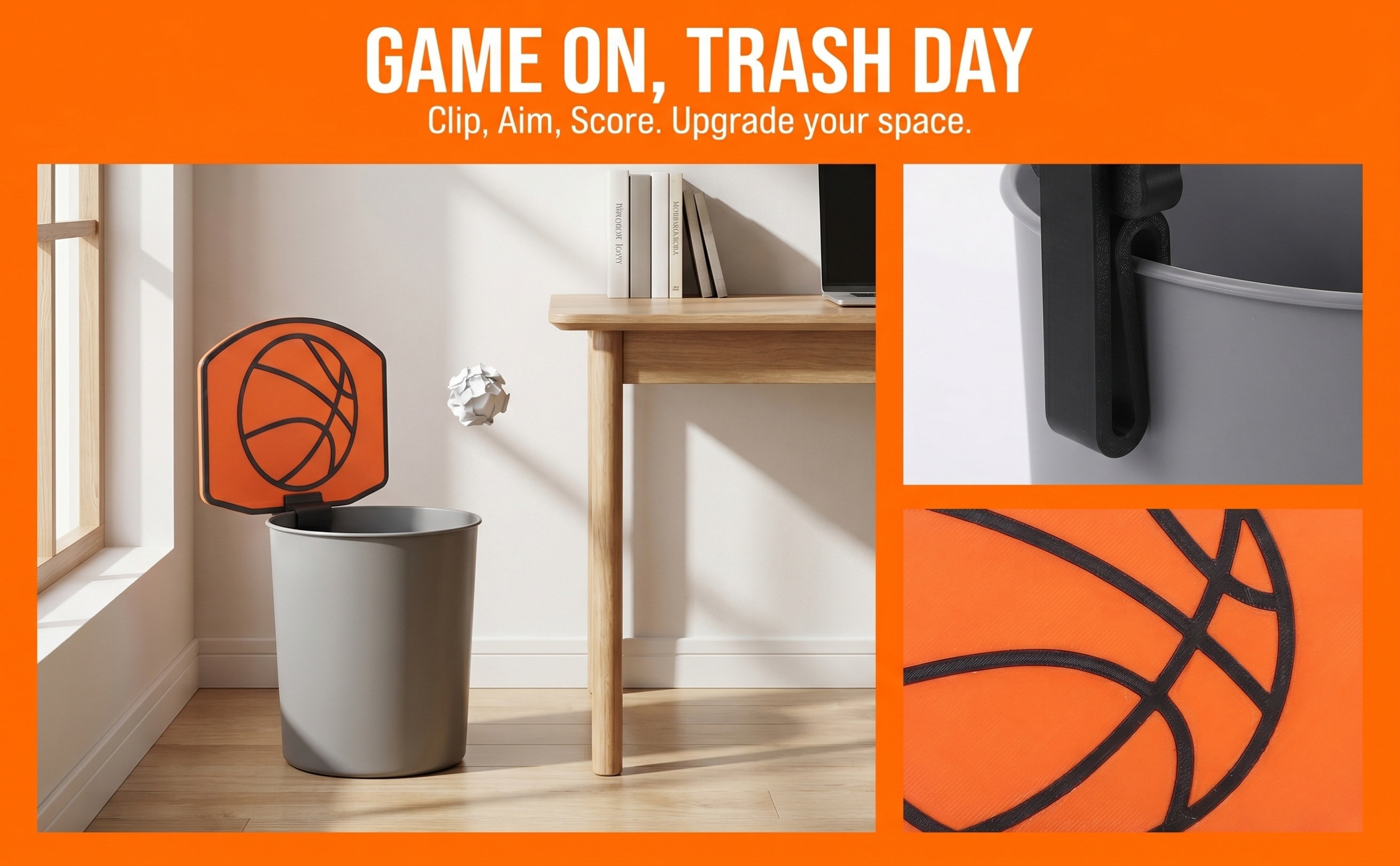Basketball Hoop - Mini Clip on Trash Can Basketball